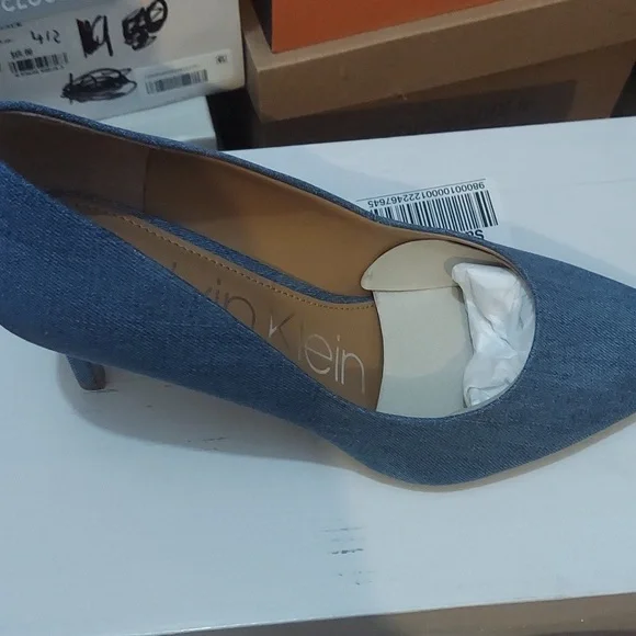 Calvin Klein Blue Denim Heels - Picture 2 of 6